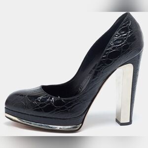 Alexander McQueen Black Heels with Silver Accents